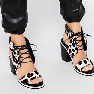 Senso Riley Leopard Pony Heeled Sandals